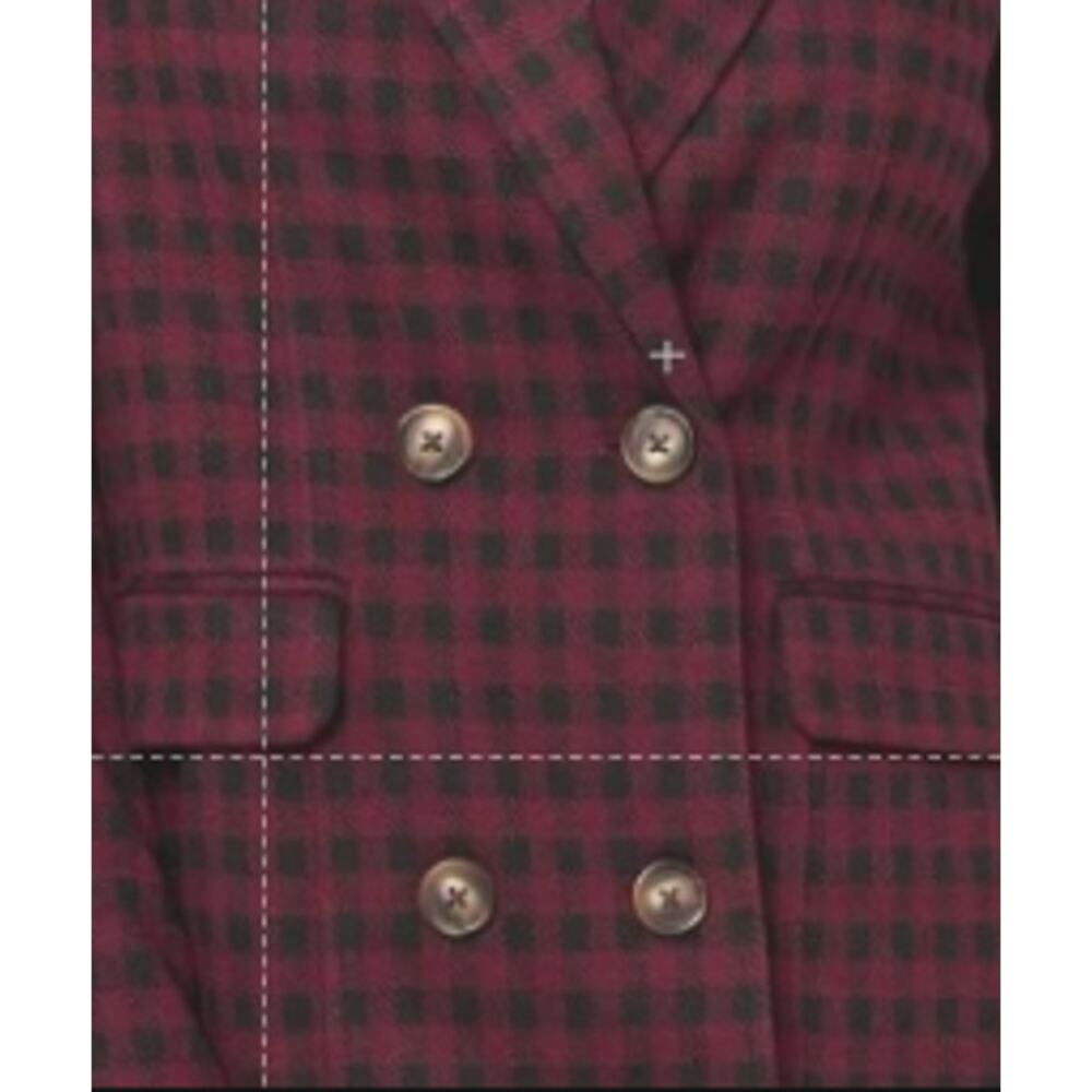 Belle by Kim Gravel Buffalo Check Menswear Jacket Bordeaux NWT Size XL - Picture 5 of 5